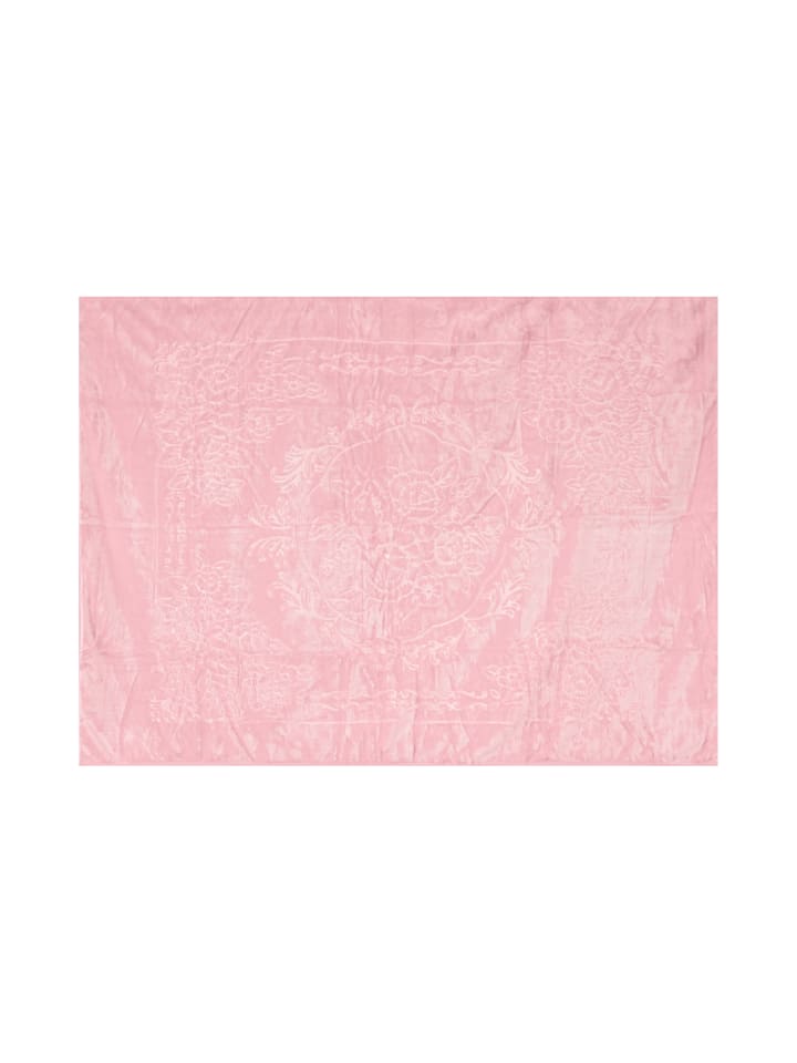 Almina Extra Weiche Wolldecke 160x220 cm 100% PES mit Blumen in Rosa