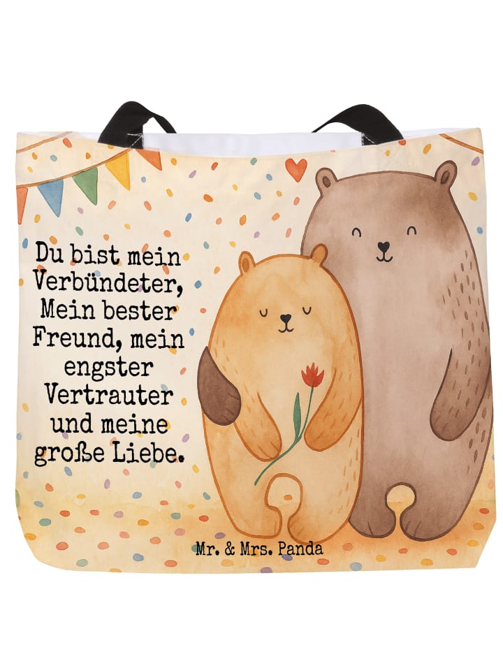 Stoffbeutel Bären Liebe Design mit Spruch in Weiß