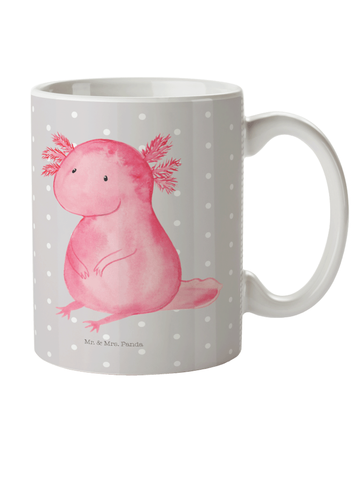 Becher Axolotl Niedlich ohne Spruch in Grau Pastell