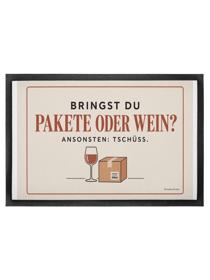 Fußmatte Weinglas minimalistisch Design mit Spruch in Weiß