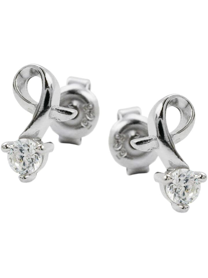 Ohrstecker Ohrring 10x6mm mit Zirkonia gefasst rhodiniert Silber 925 in silber