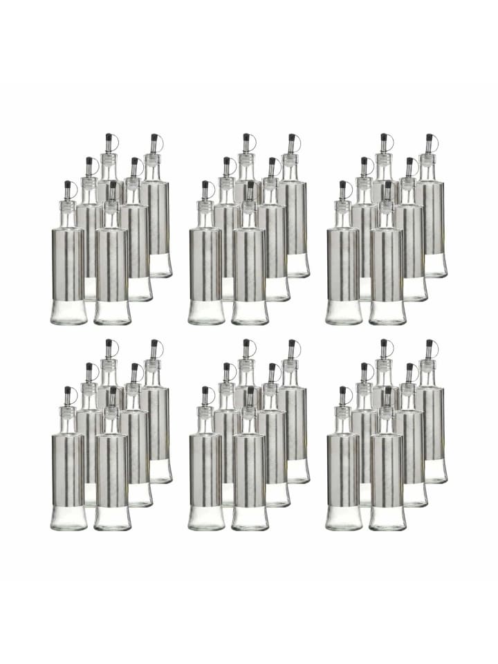 36-tlg. Essig & Öl Flaschen Basic in Transparent-Silber 320 ml
