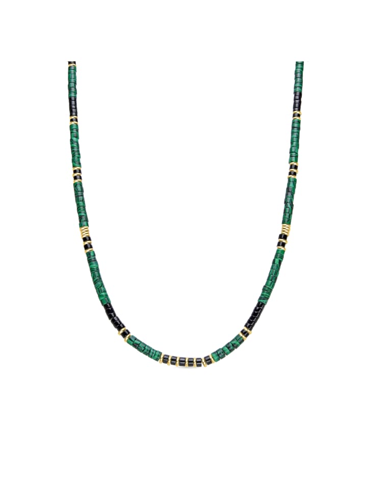 Halskette aus 925er Sterlingsilber und Malachit mit 18-karätiger Goldveredelung