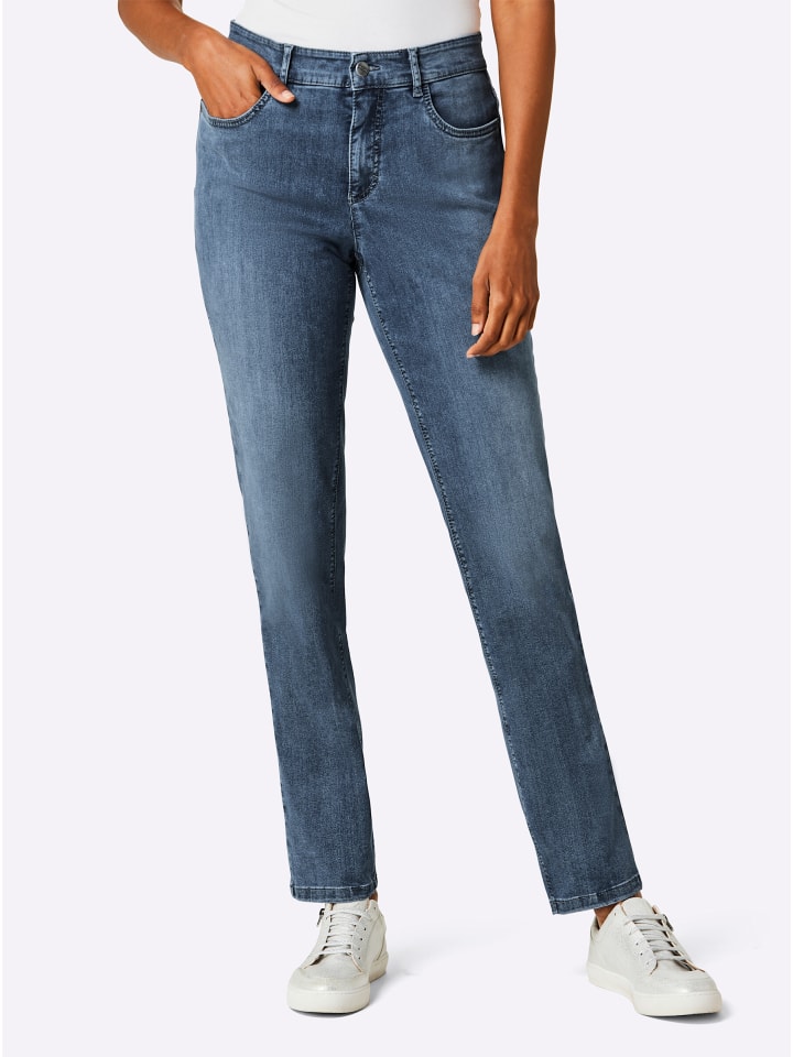 Lyocell-Baumwoll-Jeans in blue-stone-washed