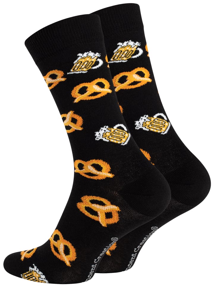 Bunte Fun Socken Farbenfrohe Freizeitsocken Damen & Herren in Brezel