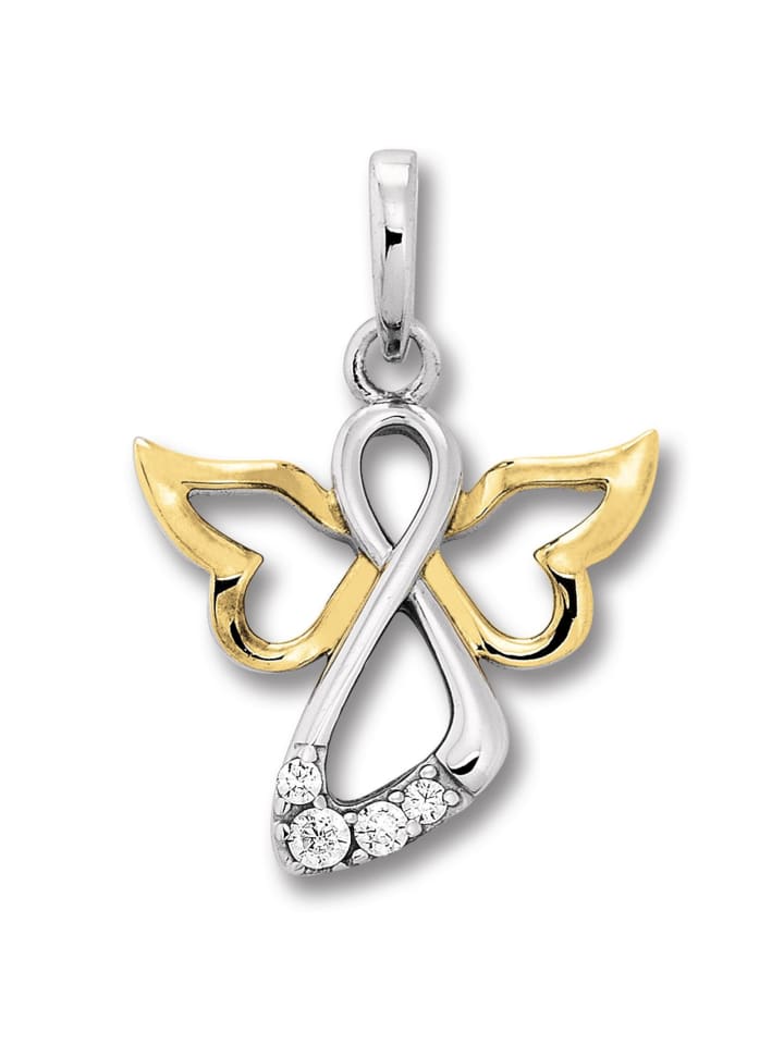 Zirkonia Engel Anhänger aus 925 Silber in silber
