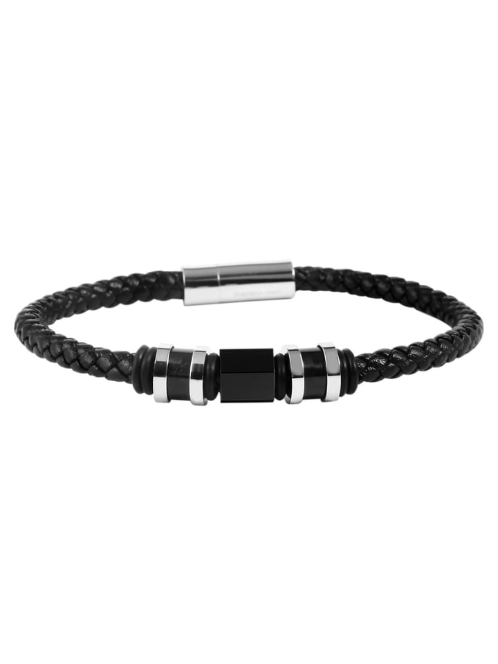 Unisex Armband – Lederarmband aus Leder 21,5 cm in schwarz