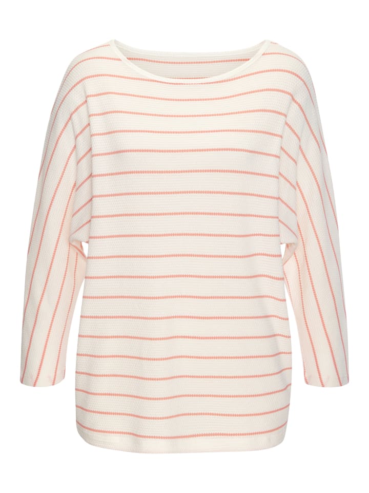 3/4-Arm-Shirt in weiß, apricot