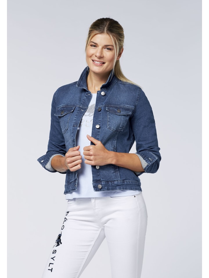 Jeansjacke in verwaschener Optik in Blau