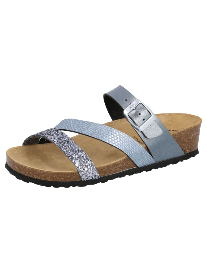Pantolette "Natural Glitter" in Grau