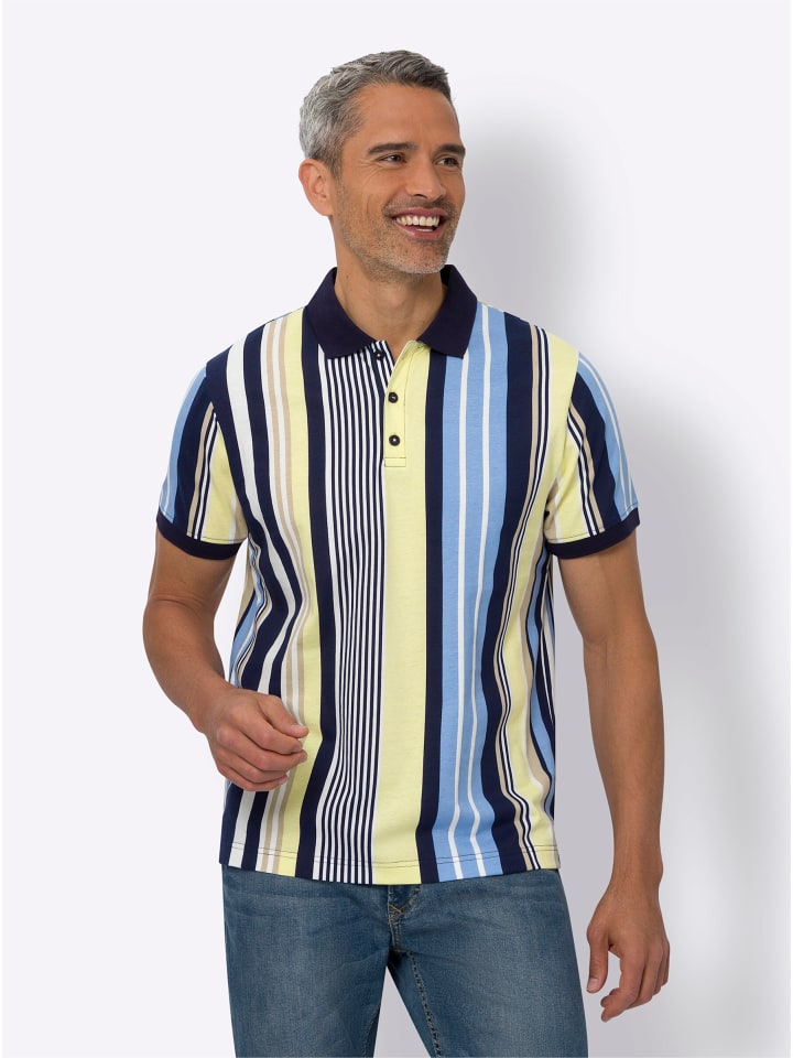 Kurzarm-Poloshirt in marine-gestreift