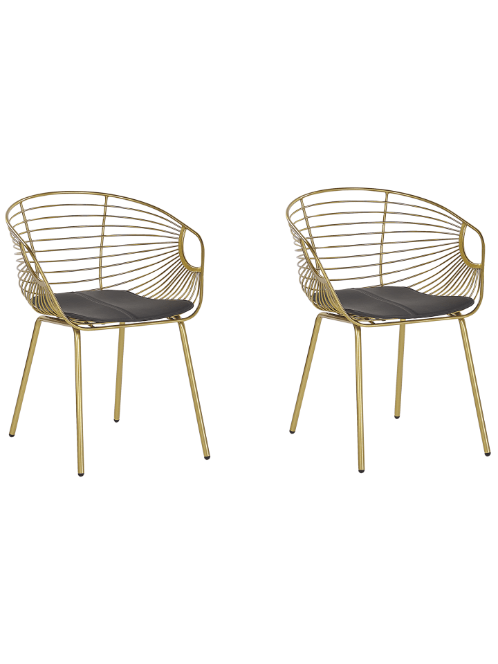 2er-Set Esszimmerstuhl HOBACK in Gold/Schwarz
