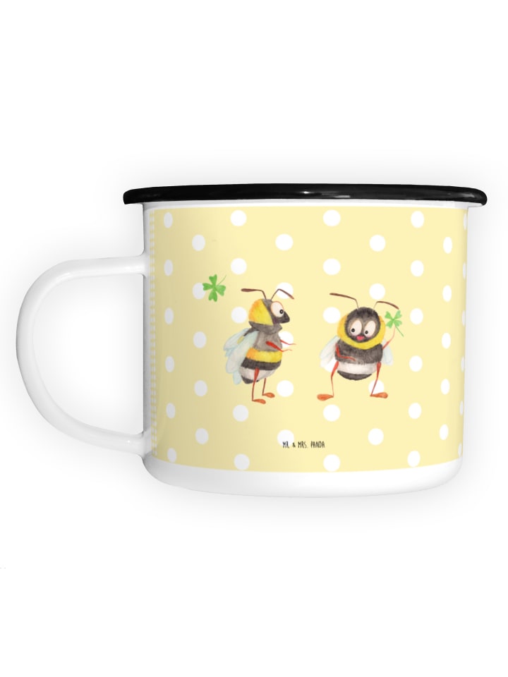 Tasse Hummeln Kleeblatt ohne Spruch in Gelb Pastell