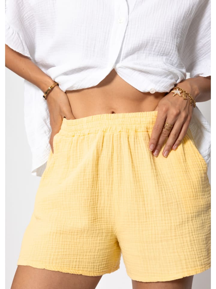 Musselin Shorts in Gelb