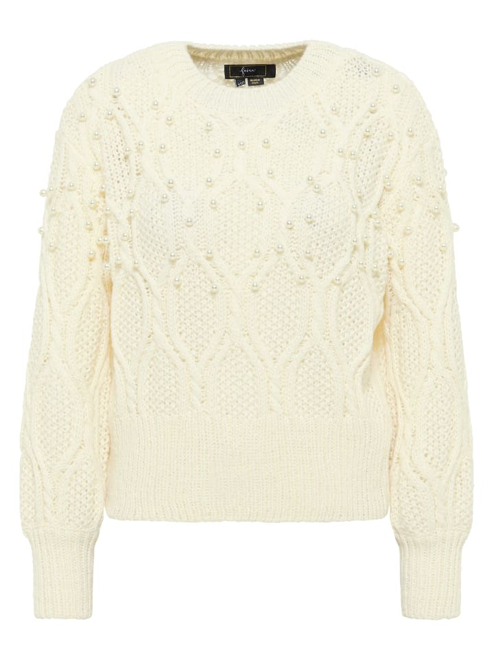 Damen Strickpullover in Wollweiss