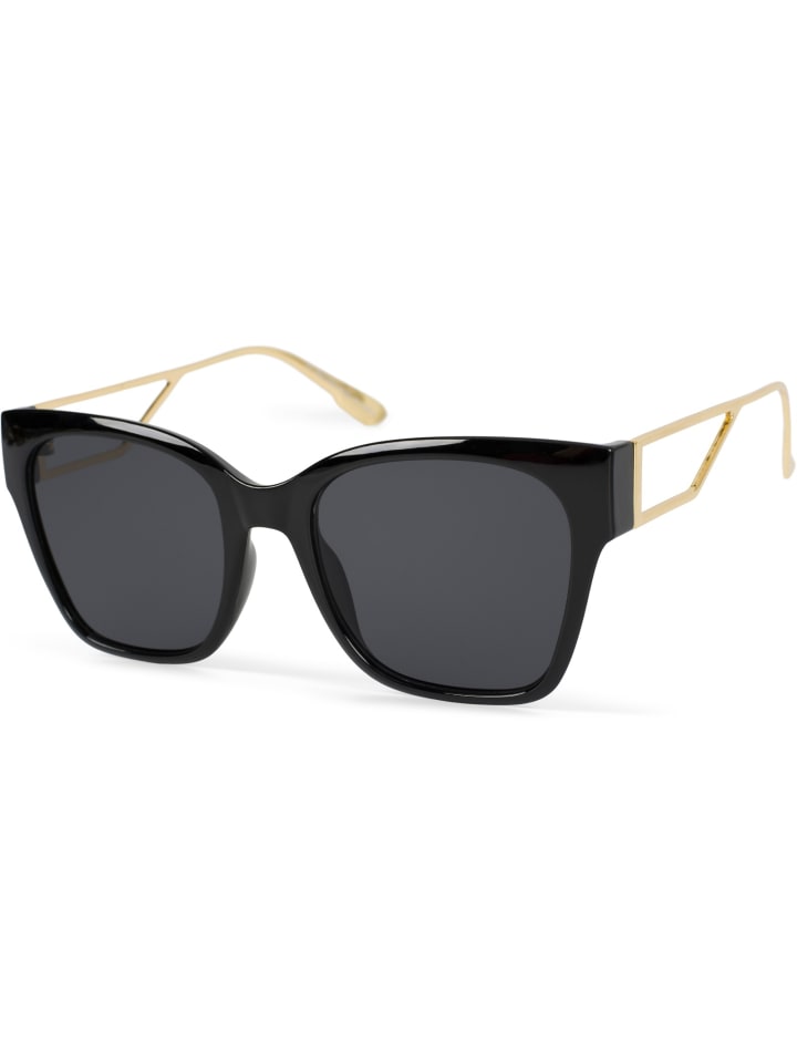 Sonnenbrille in Schwarz-Gold / Grau getönt