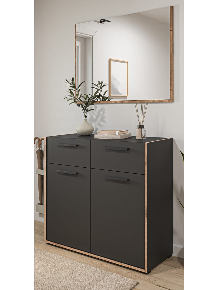Garderobe-Set grau und Nox Eiche, Garderobenkombination 2-teilig, 95 x 189 cm
