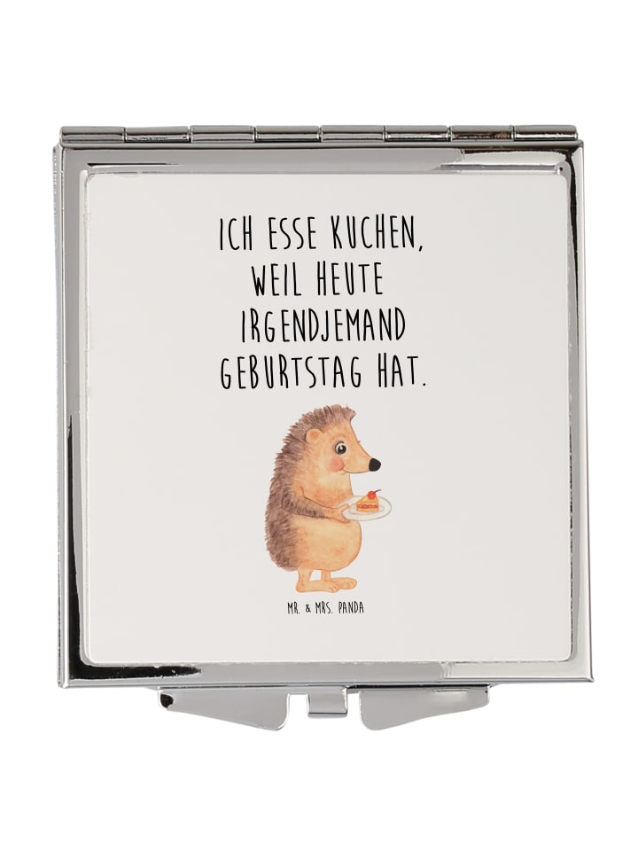 Kleiner Spiegel Igel Kuchenstück mit Spruch in Weiß