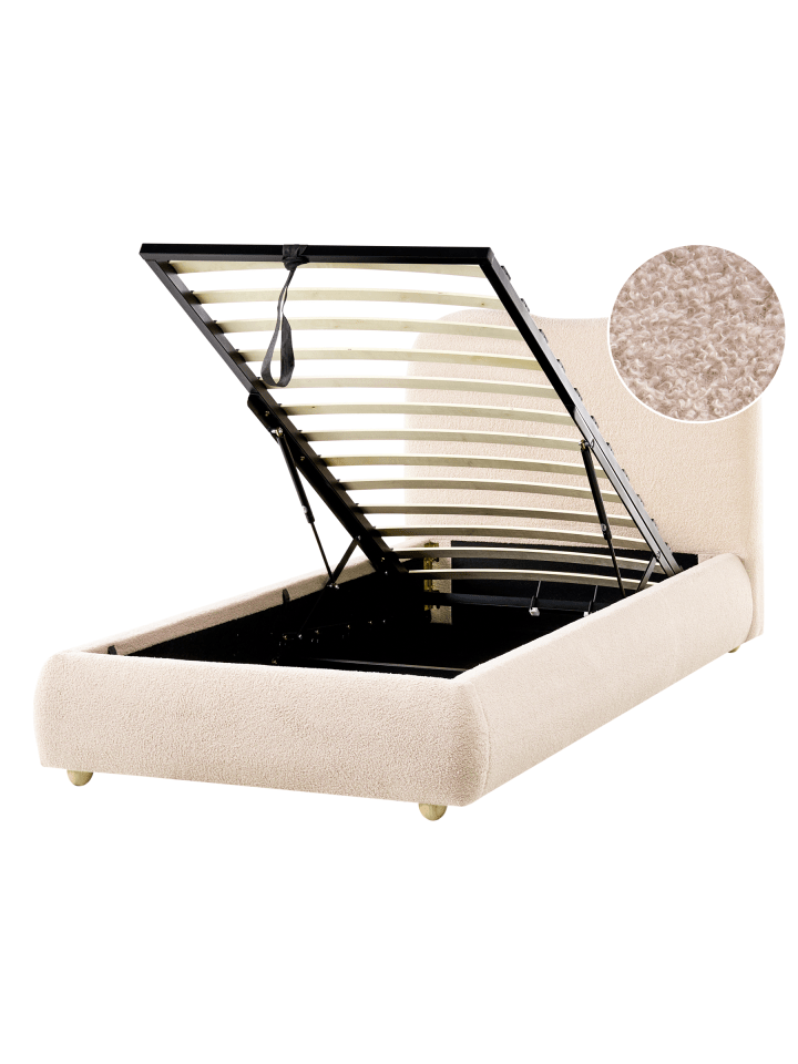 3-tlg Einzelbett BLAGNAC in Beige/Braun