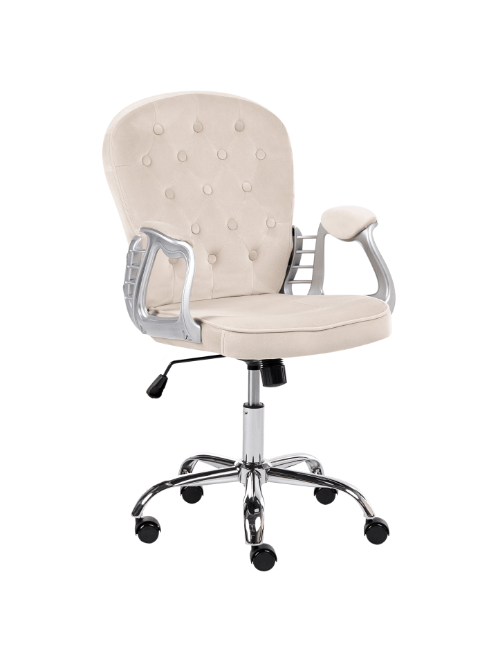 Bürostuhl in Beige/Silber - (W) 58 x (H) 93 x (L) 58 cm
