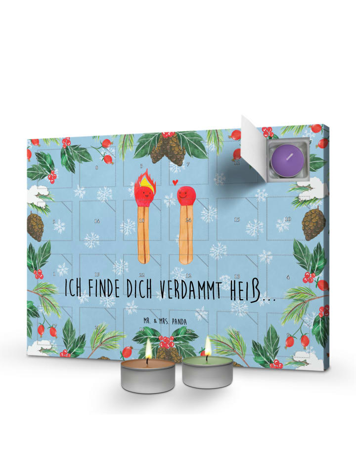 Adventskalender Streichhölzer mit Spruch in Eisblau
