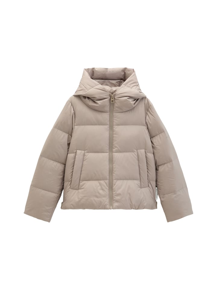 Puffer-Daunenjacke mit Kapuze regular in Earthy Taupe