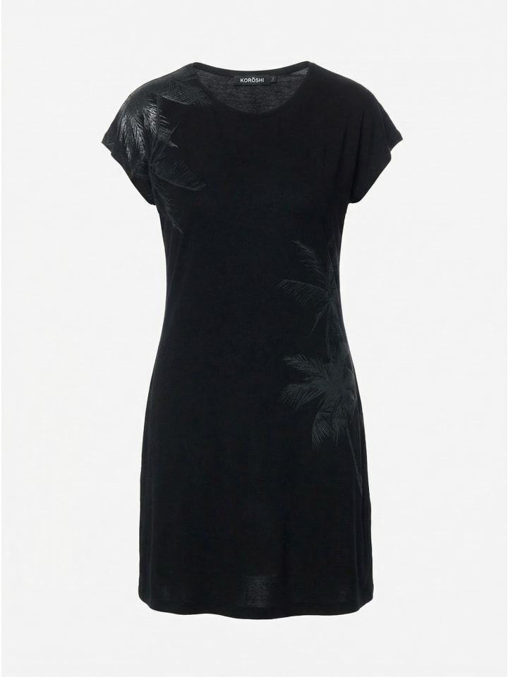 Damen-T-Shirt mit bedruckten kurzen Ärmeln in Schwarz