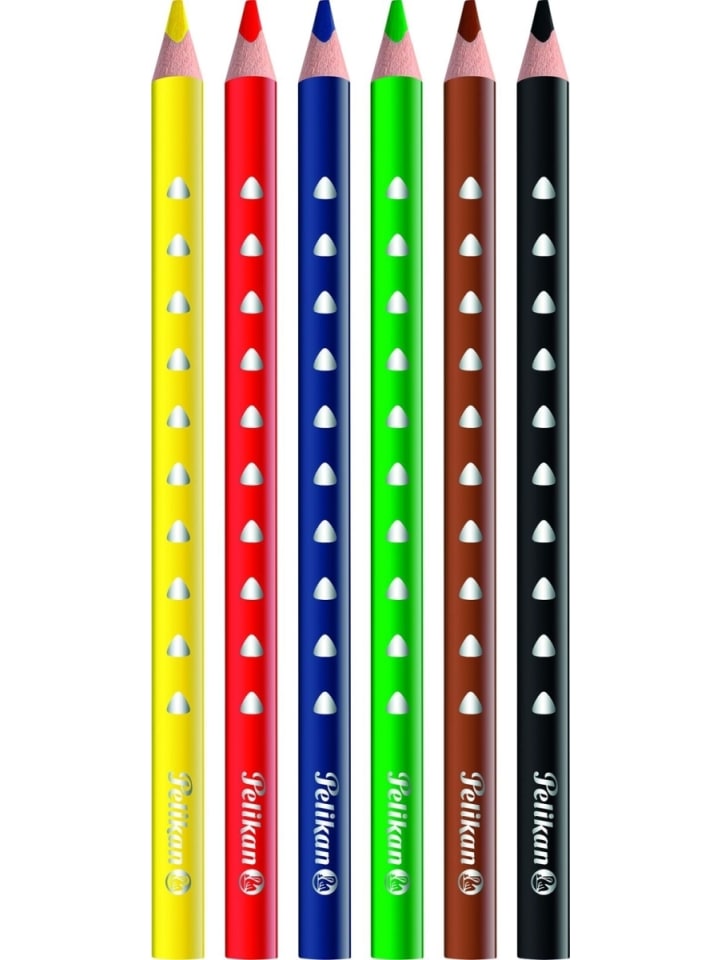 Buntstifte Silverino dreieckig dick 5mm Packung mit 6 Farben Schachtel