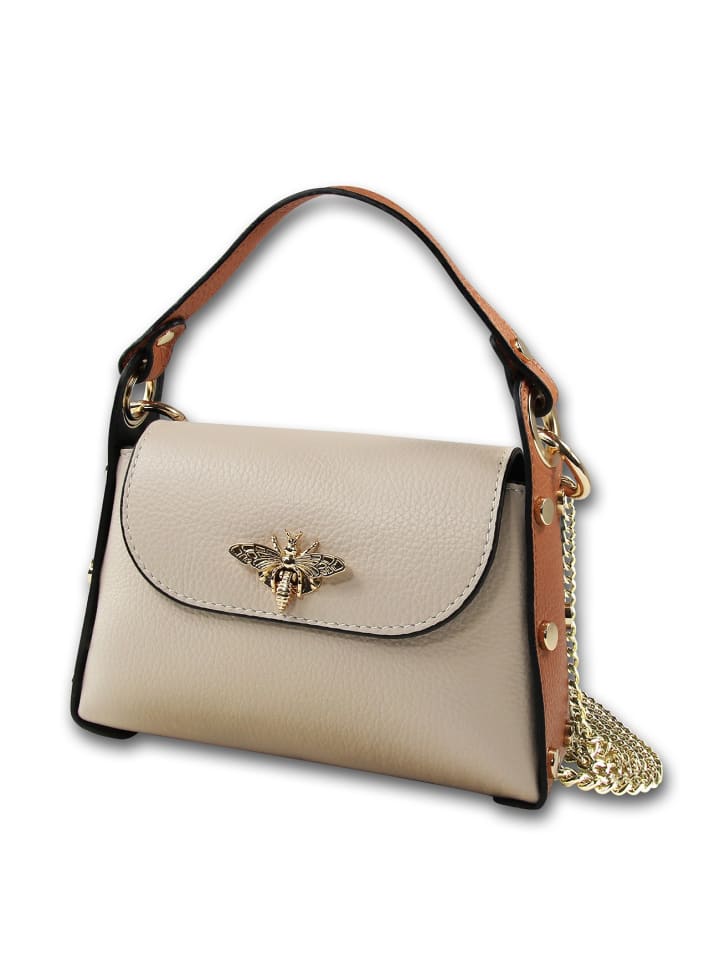 Leder Umhängetasche Toscanto Tasche beige, tan ca. 19cm
