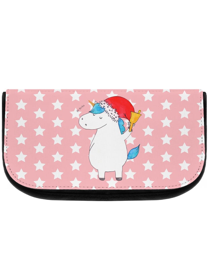 Kulturtasche Einhorn Weihnachtsmann ohne Spruch in Rot Pastell