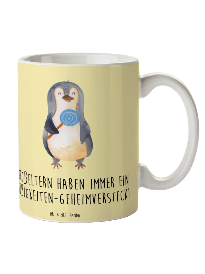 Becher Großeltern Süßigkeiten mit Spruch in Gelb Pastell