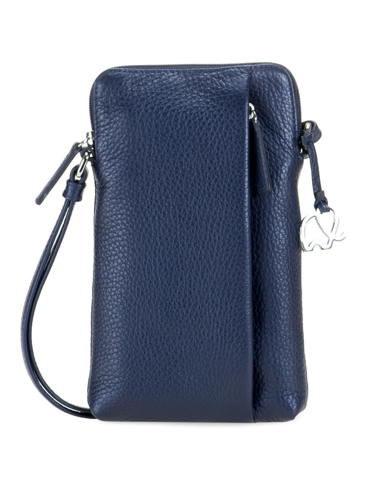 Handytasche Leder 12 cm blue