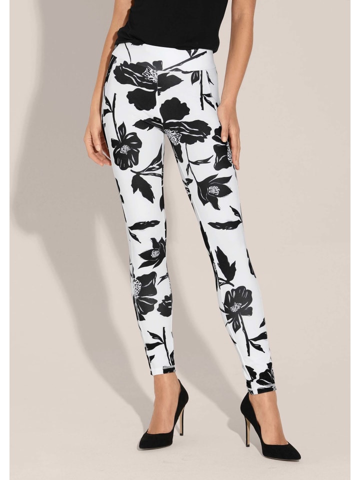 Leggings in Highwaist-Form in creme / schwarz