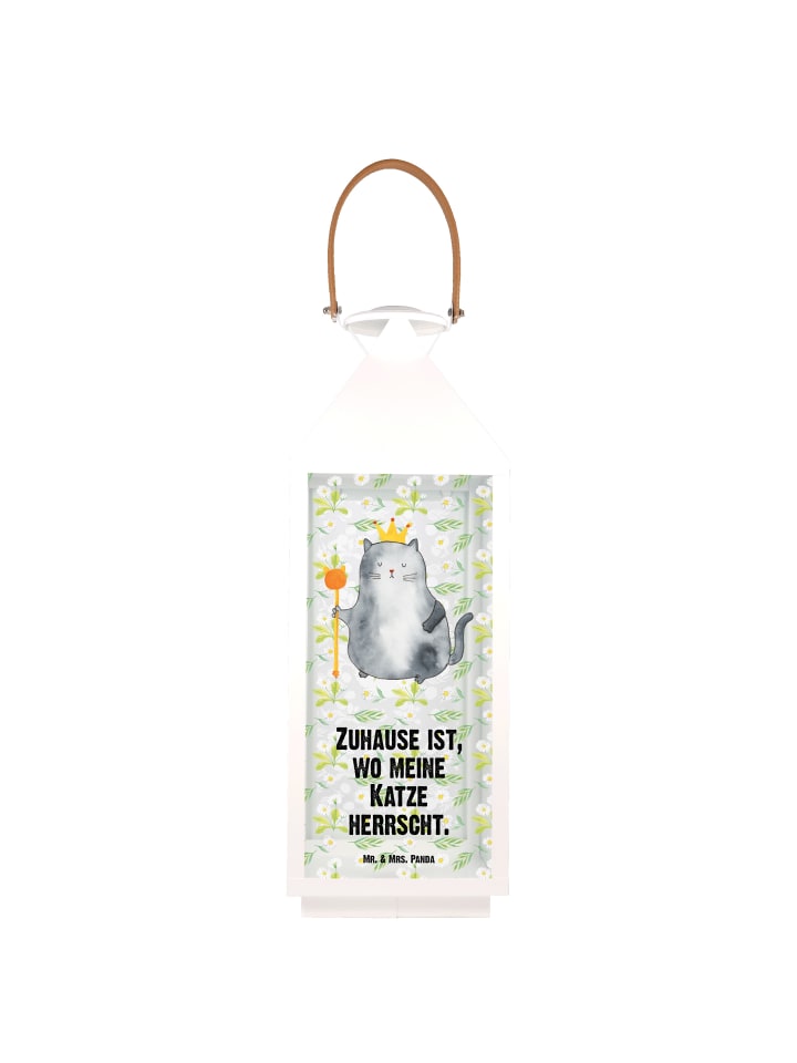 Teelichthalter Katze König mit Spruch in Transparent