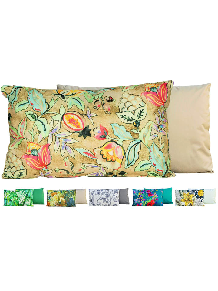 Outdoor Kissen Motiv 30x50cm inkl. Füllung Beerenflut Creme