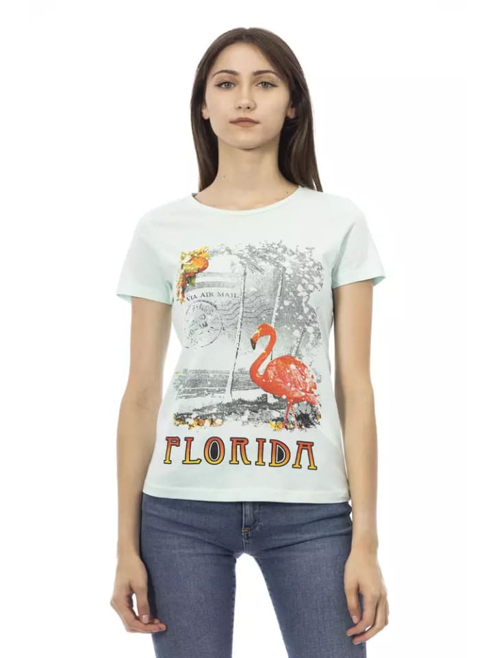 Hellblau Hell Blau Baumwolle Damen T-Shirt