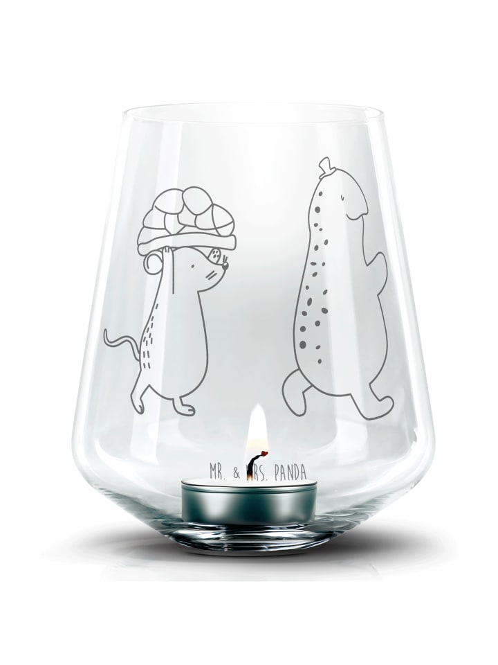 Teelicht Glas Schildkröte Maus ohne Spruch in Transparent