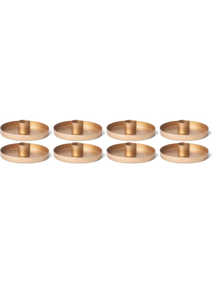 8er-Set Tafelkerzenhalter Gold Durchmesser 6cm Adventskranz Kerzentell in Gold