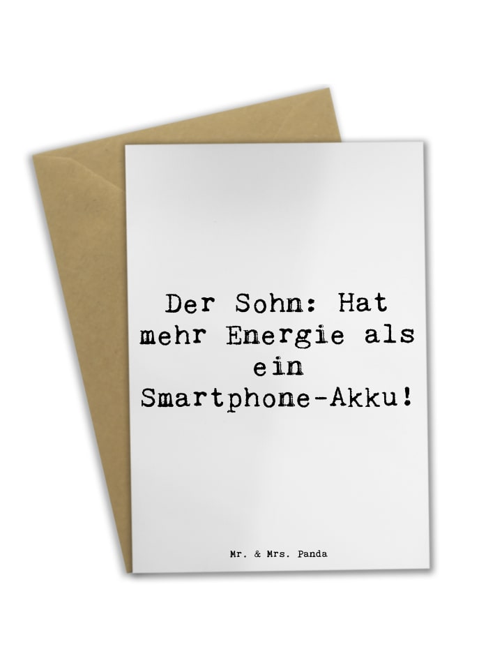 Grußkarte Energie Sohn mit Spruch in Weiß
