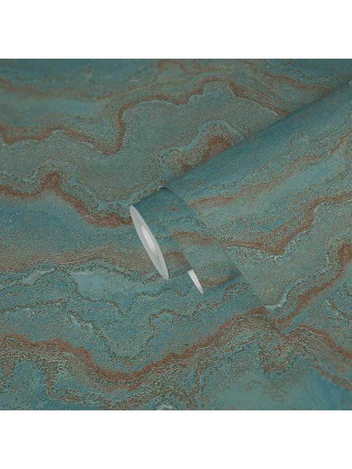 Tapete Mineral Flow in Aquablau