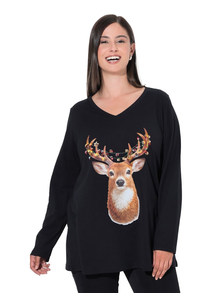 Langarmshirt in schwarz