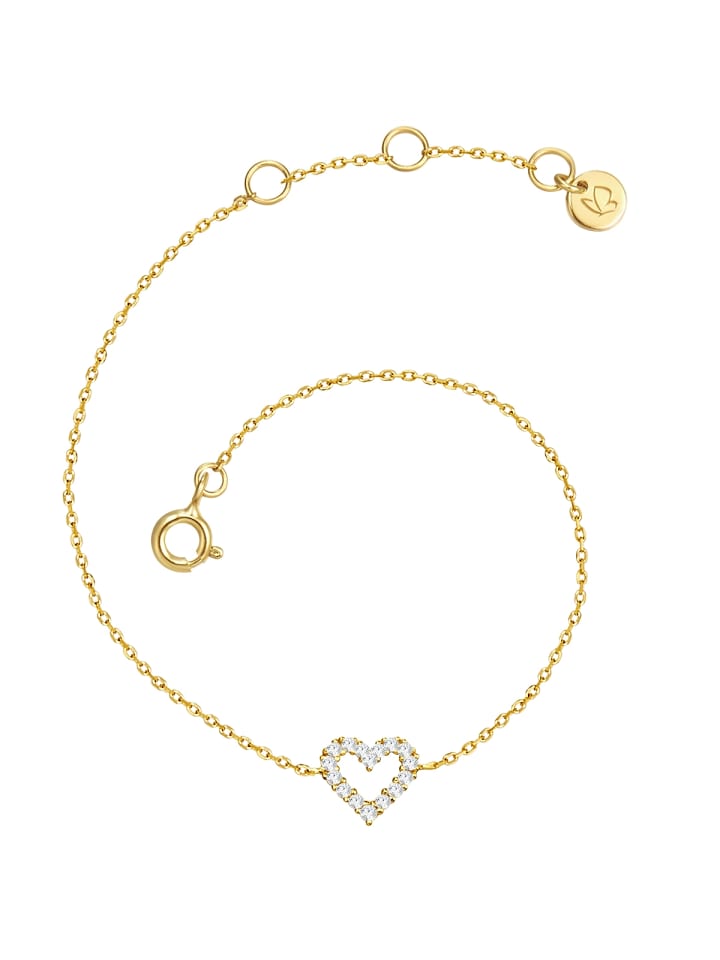 Armband Herz aus Sterling Silber mit Zirkonia in gelbgold