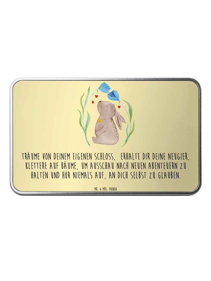 Aufbewahrungsbox Hase Blume mit Spruch in Gelb Pastell