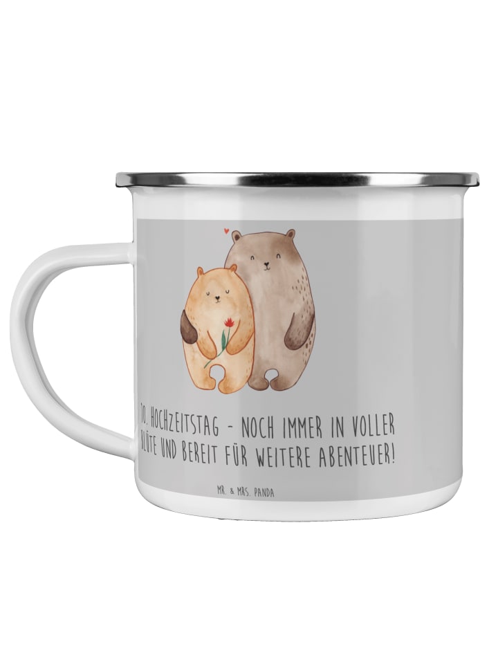Pott 10. Hochzeitstag Rosenhochzeit mit Spruch in Heather Grey