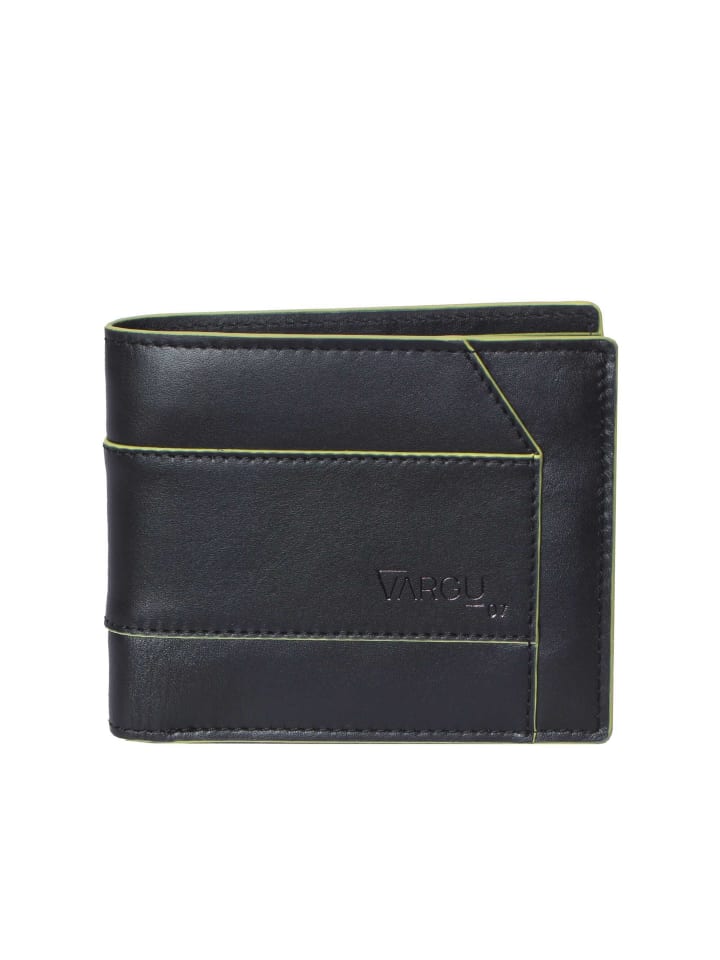 Echtleder Geldbörse KON 1-L in black - lime green