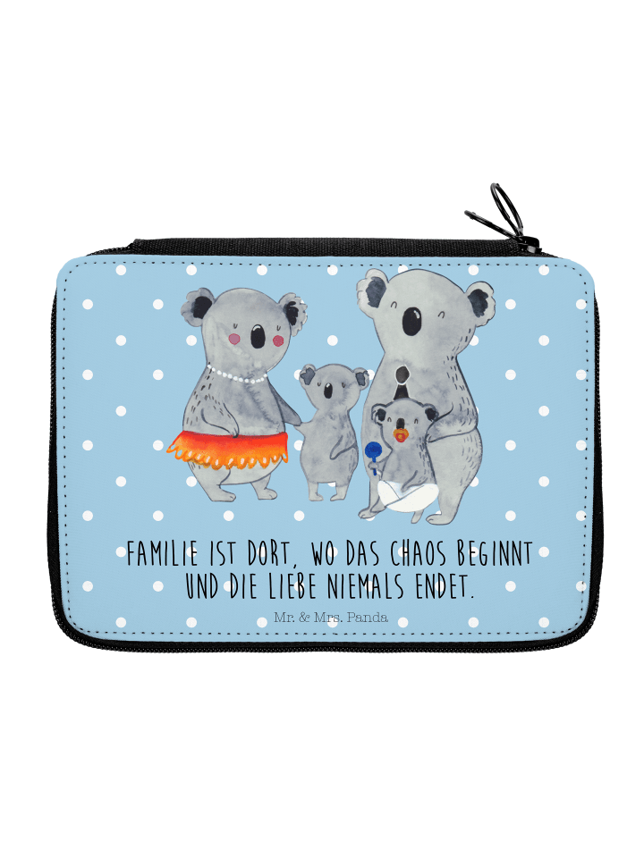 Etui Koala Familie mit Spruch in Blau Pastell