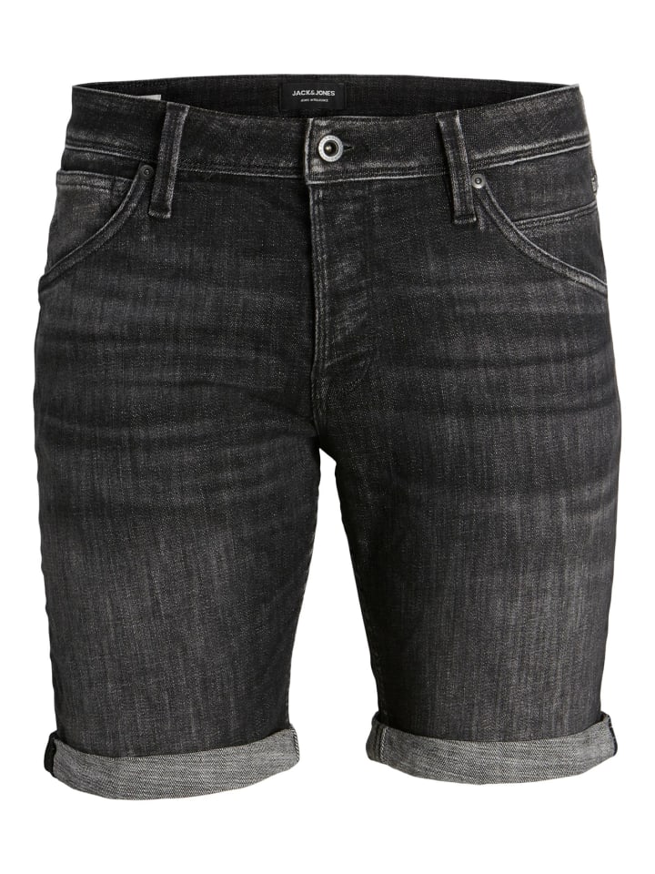 Knielange Jeans Shorts Übergröße JJIRICK JJFOX in Schwarz
