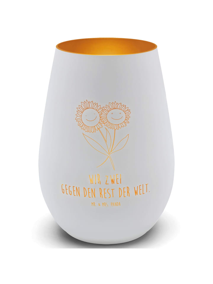 Laterne Blume Sonnenblume mit Spruch in Weiß