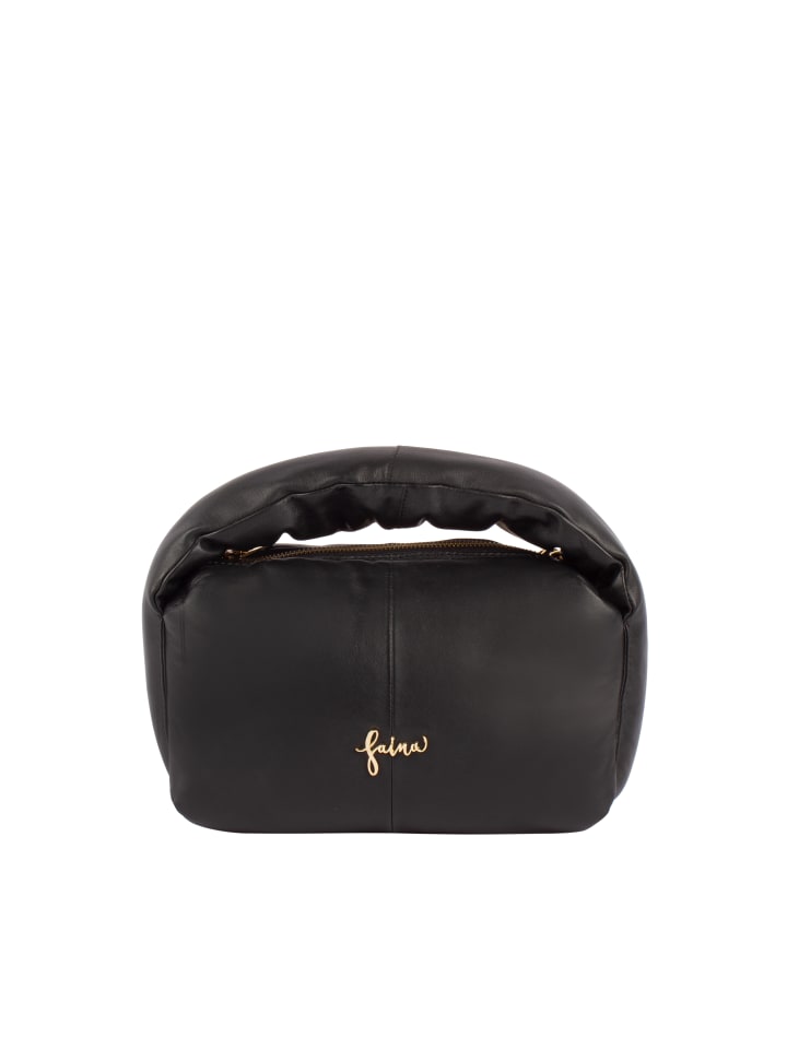 Damen Henkeltasche Aus Leder in Schwarz