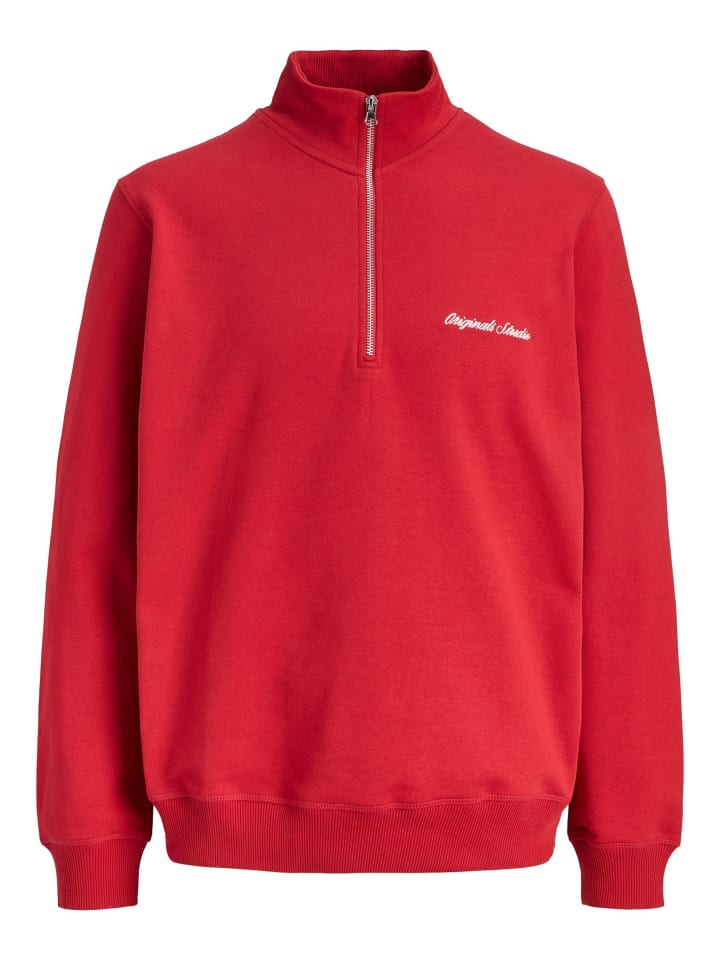 Sweatshirt mit halbem Reißverschluss in Samba